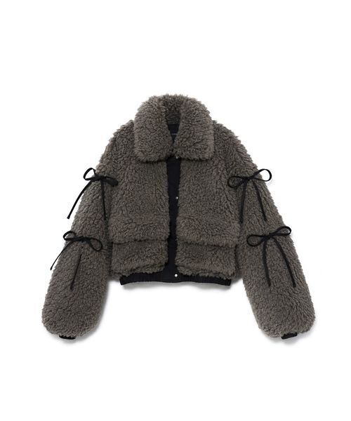 SORIN（ソリン　）の「Synthetic Fur Ribbon Blouson / シンセティックファーリボンブルゾン（ブルゾン・レディース・オフホワイト/ダークグレー/アニマル・38）」の9枚目の写真