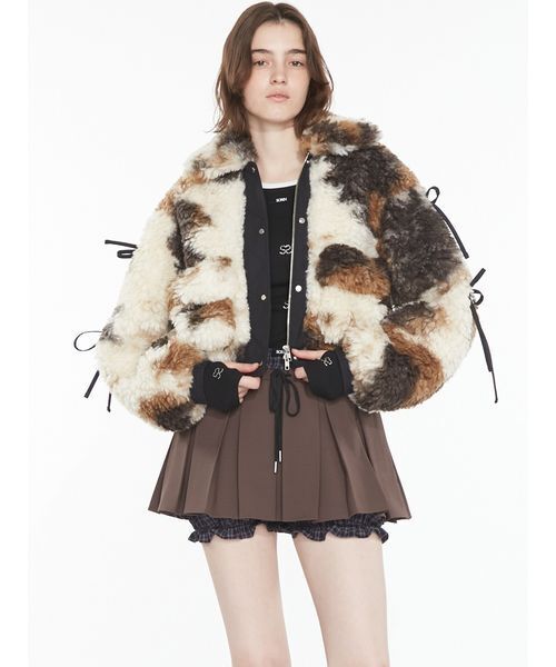 SORIN（ソリン　）の「Synthetic Fur Ribbon Blouson / シンセティックファーリボンブルゾン（ブルゾン・レディース・オフホワイト/ダークグレー/アニマル・38）」の10枚目の写真