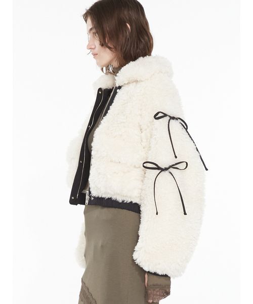 SORIN（ソリン　）の「Synthetic Fur Ribbon Blouson / シンセティックファーリボンブルゾン（ブルゾン・レディース・オフホワイト/ダークグレー/アニマル・38）」の20枚目の写真