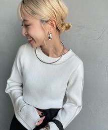 【WEB先行予約】[nenom/ネノム] ラメ配色ラインリブニット