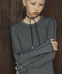 【WEB先行予約】[nenom/ネノム] ラメ配色ラインリブニット