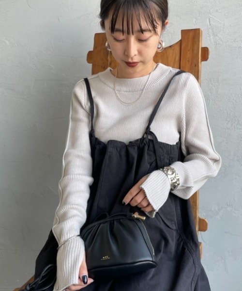 nenom（ネノム）の「【WEB先行予約】[nenom/ネノム] ラメ配色ラインリブニット（ニット/セーター・レディース・チャコール/ライトグレー/オフホワイト/ブラック・F）」の3枚目の写真