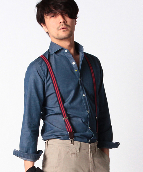 BRILLA per il gusto（ブリッラペルイルグースト）の「Albert Thurston modernity / ストライプ ブレイシズ（サスペンダー・メンズ・レッド/グリーン・ONE SIZE）」の15枚目の写真