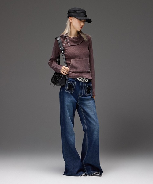 X-girl(エックスガール)の「ZIP AND BELT FAUX LEATHER BAG(ショルダーバッグ・レディース・ブラック/ブラウン/ピンク・ONE SIZE)」の5枚目の写真