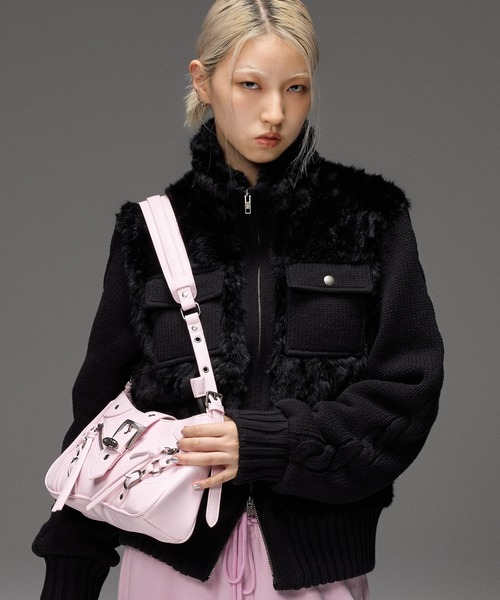 X-girl(エックスガール)の「ZIP AND BELT FAUX LEATHER BAG(ショルダーバッグ・レディース・ブラック/ブラウン/ピンク・ONE SIZE)」の17枚目の写真