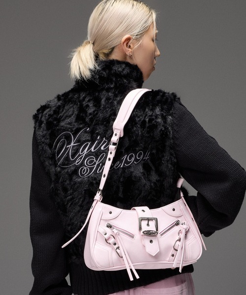 X-girl(エックスガール)の「ZIP AND BELT FAUX LEATHER BAG(ショルダーバッグ・レディース・ブラック/ブラウン/ピンク・ONE SIZE)」の18枚目の写真