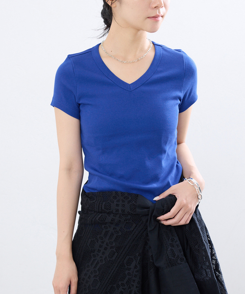 IENA(イエナ)の「FLORE FLORE/フローレフローレ JILL BABY TEE Tシャツ JIL-BT(Tシャツ/カットソー・レディース・ブルー/イエロー/パープル・38/36)」の1枚目の写真