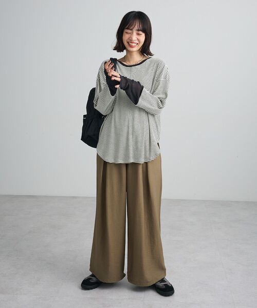 Green Parks(グリーンパークス)の「袖チュールリブプルオーバーⅡ【WEB限定カラーあり】(Tシャツ/カットソー・レディース・アイボリー/その他7/ボルドー/サックスブルー/チャコールグレー/ブラック・FREE)」の15枚目の写真