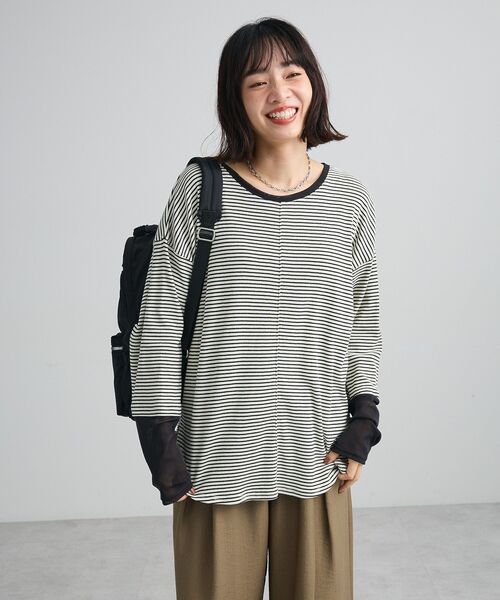 Green Parks(グリーンパークス)の「袖チュールリブプルオーバーⅡ【WEB限定カラーあり】(Tシャツ/カットソー・レディース・アイボリー/その他7/ボルドー/サックスブルー/チャコールグレー/ブラック・FREE)」の18枚目の写真