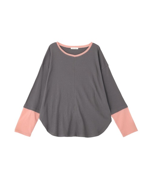 Green Parks(グリーンパークス)の「袖チュールリブプルオーバーⅡ【WEB限定カラーあり】(Tシャツ/カットソー・レディース・アイボリー/その他7/ボルドー/サックスブルー/チャコールグレー/ブラック・FREE)」の3枚目の写真