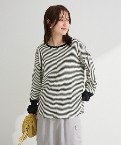 Green Parks(グリーンパークス)の「袖チュールリブプルオーバーⅡ【WEB限定カラーあり】(Tシャツ/カットソー・レディース・アイボリー/その他7/ボルドー/サックスブルー/チャコールグレー/ブラック・FREE)」の13枚目の写真