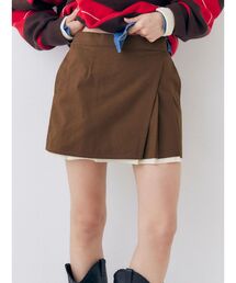 ラップデザインプリーツミニスカート