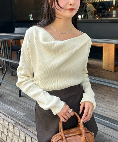 mystic(ミスティック)の「【ZOZO限定REVIVAL】26AWオフショルリブニット(Tシャツ/カットソー・レディース・アイボリー/ブラック/ブラウン/グレー/ホワイト・FREE)」の11枚目の写真