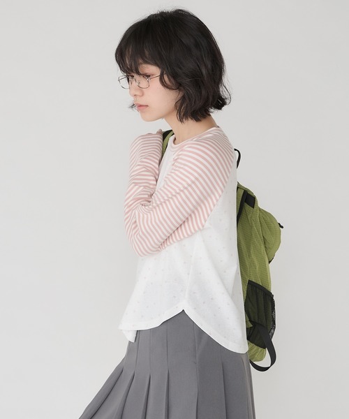 Unblend（アンブレンド）の「【Unblend】アソート柄 ラグラン パターン切替ロングスリーブTシャツ（Tシャツ/カットソー・レディース・杢グレー/ブラック/チャコール/ピンク・FREE）」の4枚目の写真