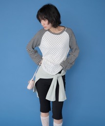 【Unblend】アソート柄 ラグラン パターン切替ロングスリーブTシャツ