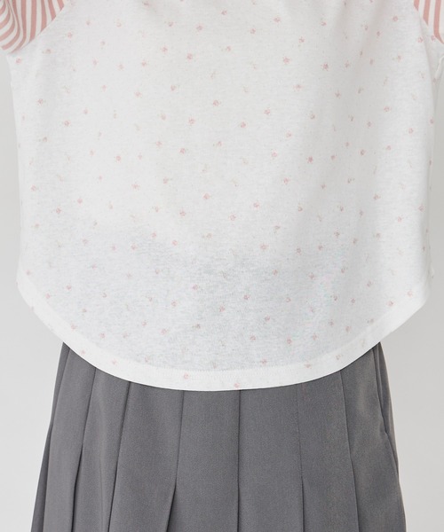 Unblend（アンブレンド）の「【Unblend】アソート柄 ラグラン パターン切替ロングスリーブTシャツ（Tシャツ/カットソー・レディース・杢グレー/ブラック/チャコール/ピンク・FREE）」の6枚目の写真