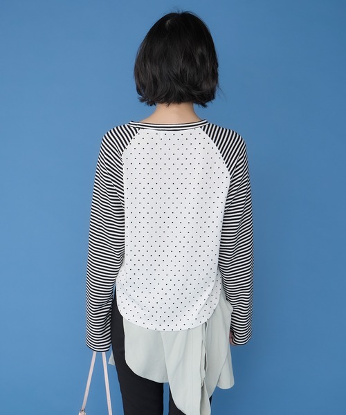 Unblend（アンブレンド）の「【Unblend】アソート柄 ラグラン パターン切替ロングスリーブTシャツ（Tシャツ/カットソー・レディース・杢グレー/ブラック/チャコール/ピンク・FREE）」の19枚目の写真