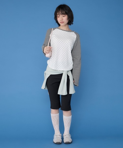 Unblend（アンブレンド）の「【Unblend】アソート柄 ラグラン パターン切替ロングスリーブTシャツ（Tシャツ/カットソー・レディース・杢グレー/ブラック/チャコール/ピンク・FREE）」の21枚目の写真