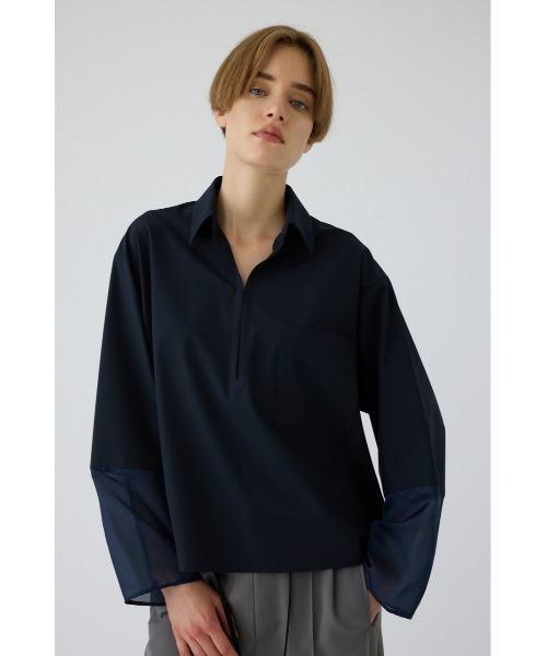 RIM.ARK(リムアーク)の「Skipper ease PO(スキッパー イーズ プルオーバー)(Tシャツ/カットソー・レディース・グレー/ホワイト/ダークネイビー・FREE)」の1枚目の写真