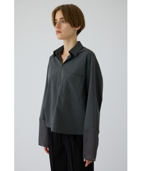 RIM.ARK(リムアーク)の「Skipper ease PO(スキッパー イーズ プルオーバー)(Tシャツ/カットソー・レディース・グレー/ホワイト/ダークネイビー・FREE)」の4枚目の写真