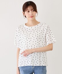 フラワードット半袖トップス
