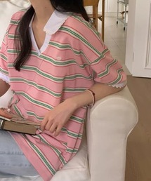 VネックボーダーTEE