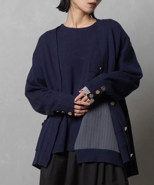 MARECHAL TERRE(マルシャルテル)の「ニットコンビネーションカーディガン(カーディガン/ボレロ・レディース・ブラック/グレー/ネイビー/カーキ・MEDIUM)」の4枚目の写真