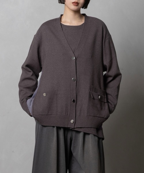 MARECHAL TERRE(マルシャルテル)の「ニットコンビネーションカーディガン(カーディガン/ボレロ・レディース・ブラック/グレー/ネイビー/カーキ・MEDIUM)」の6枚目の写真