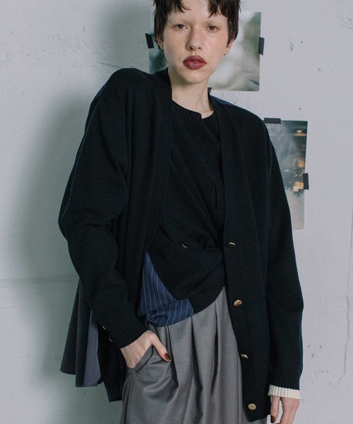 MARECHAL TERRE(マルシャルテル)の「ニットコンビネーションカーディガン(カーディガン/ボレロ・レディース・ブラック/グレー/ネイビー/カーキ・MEDIUM)」の12枚目の写真