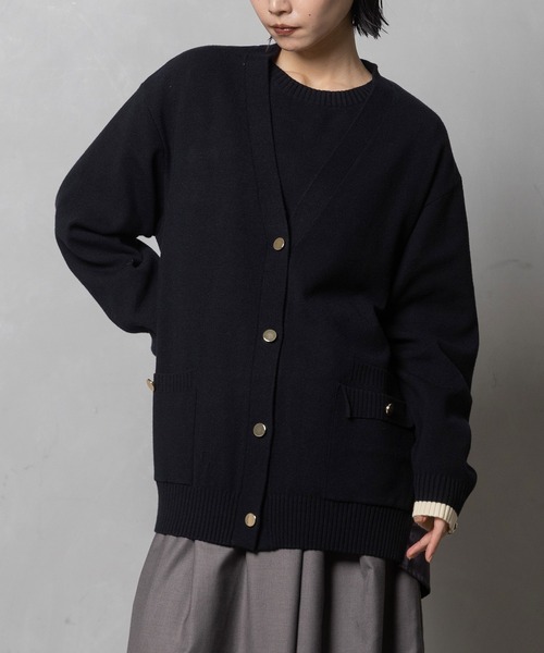 MARECHAL TERRE(マルシャルテル)の「ニットコンビネーションカーディガン(カーディガン/ボレロ・レディース・ブラック/グレー/ネイビー/カーキ・MEDIUM)」の17枚目の写真