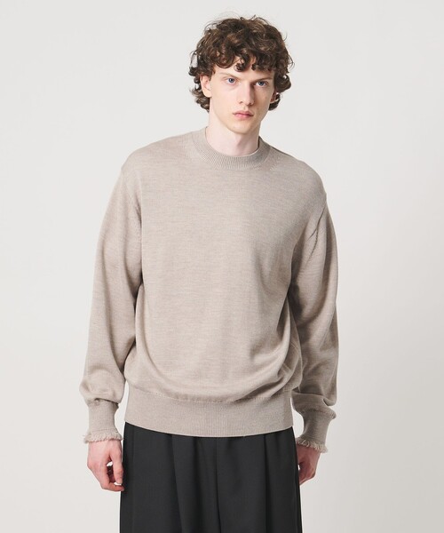 LOEFF(ロエフ)の「<LOEFF>9ゲージ フリンジ ニット プルオーバー MENS(ニット/セーター・メンズ・ベージュ/ブラック・1/2)」の2枚目の写真
