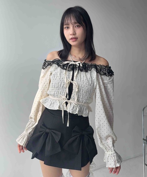AS KNOW AS plus(アズノゥアズプラス)の「☆リボンシャーリングブラウス(シャツ/ブラウス・レディース・ブラック系その他/ブラック系/アイボリー系・FREE)」の13枚目の写真