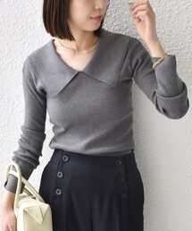 【WEB限定 】〈手洗い可能〉ビッグ カラー リブ ニット◆