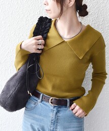 予約商品】レディースのニット/セーター（イエロー/黄色系・ショート丈