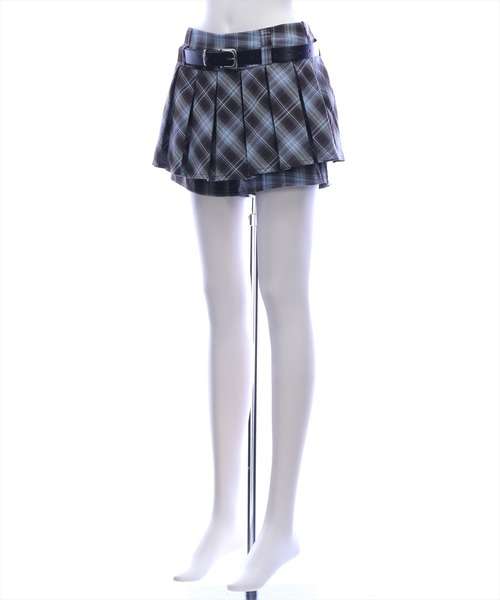 clear（クリア）の「ベルト付きチェックプリーツミニスカートパンツ［骨格ウェーブ／韓国カジュアル／Y2K］（スカート・レディース・ブラウン/ブラック・S/M）」の20枚目の写真