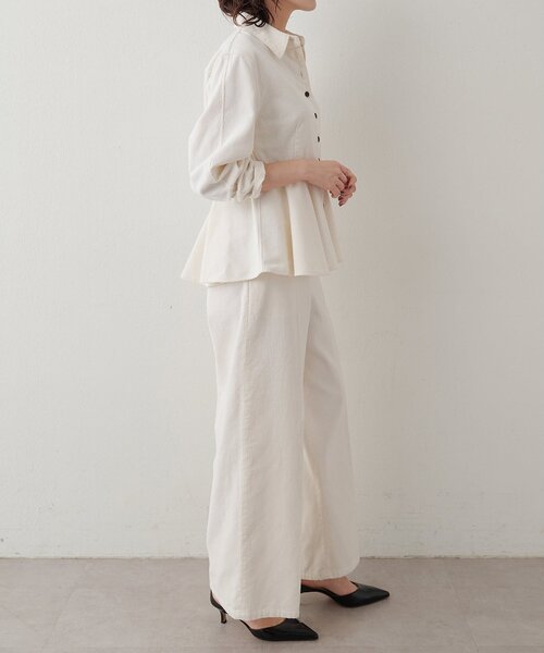Whim Gazette(ウィムガゼット)の「ワンウォッシュコールペプラムブラウス/セットアップ可(シャツ/ブラウス・レディース・オフホワイト/ベビーピンク・FREE)」の9枚目の写真
