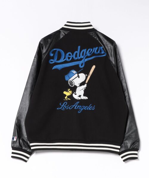 PEANUTS(ピーナッツ)の「【PEANUTS/ピーナッツ】【ユニセックスデザイン リンクコーデ・カップルコーデにも◎】MLB×PEANUTS スタジアムジャンパー スタジャン オーバーサイズ フェイクレザー ドジャース ヤンキース パドレス(スタジャン・メンズ・ブラック系その他2/グレー系その他3/ブラック系その他・LARGE/MEDIUM/X-LARGE)」の6枚目の写真