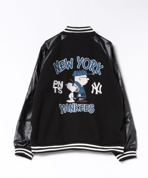 PEANUTS(ピーナッツ)の「【PEANUTS/ピーナッツ】【ユニセックスデザイン リンクコーデ・カップルコーデにも◎】MLB×PEANUTS スタジアムジャンパー スタジャン オーバーサイズ フェイクレザー ドジャース ヤンキース パドレス(スタジャン・メンズ・ブラック系その他2/グレー系その他3/ブラック系その他・LARGE/MEDIUM/X-LARGE)」の7枚目の写真