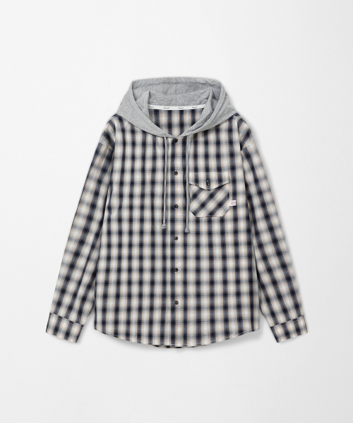 MONGDOL(モンドル)の「オーバーサイズチェックグラフィックフードシャツ グレー MDSH028GRAY(シャツ/ブラウス・レディース・その他・F)」の6枚目の写真