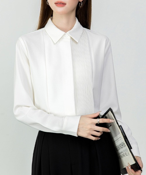 ReRe（リリ）の「ピンタック襟付き長袖ブラウス（シャツ/ブラウス・レディース・ホワイト・X-LARGE/MEDIUM/LARGE）」の14枚目の写真