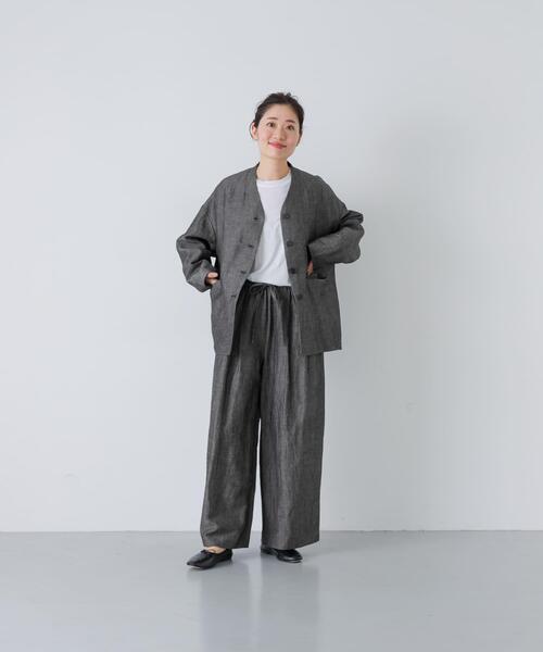 かぐれ(カグレ)の「ウールリネンコードベルトパンツ(その他パンツ・レディース・ナチュラル/ブラック・FREE)」の6枚目の写真