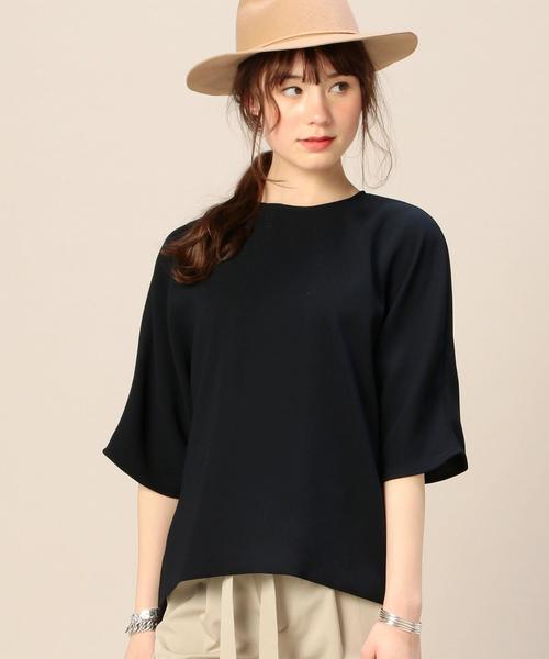 BEAUTY&YOUTH UNITED ARROWS(ビューティーアンドユースユナイテッドアローズ)の「BY ダブルクロスチュニック5分袖ブラウス ◆(シャツ/ブラウス・レディース・オフホワイト/オリーブ/ネイビー・FREE)」の3枚目の写真