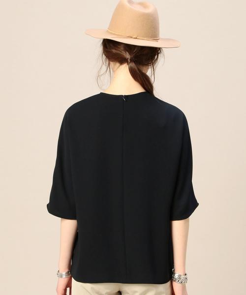 BEAUTY&YOUTH UNITED ARROWS(ビューティーアンドユースユナイテッドアローズ)の「BY ダブルクロスチュニック5分袖ブラウス ◆(シャツ/ブラウス・レディース・オフホワイト/オリーブ/ネイビー・FREE)」の4枚目の写真