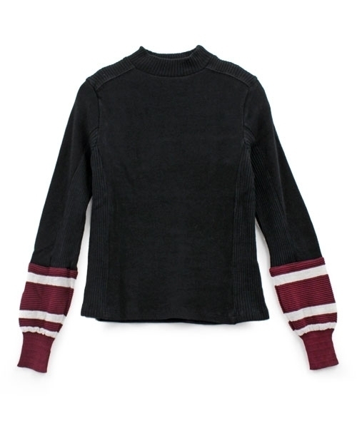 RNA(アールエヌエー)の「M0576 ラインボーダーフライスプルオーバー(ニット/セーター・レディース・キナリ/ダークブルー/ブラック・MEDIUM)」の3枚目の写真