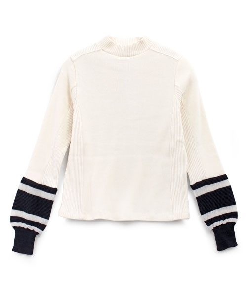 RNA(アールエヌエー)の「M0576 ラインボーダーフライスプルオーバー(ニット/セーター・レディース・キナリ/ダークブルー/ブラック・MEDIUM)」の11枚目の写真