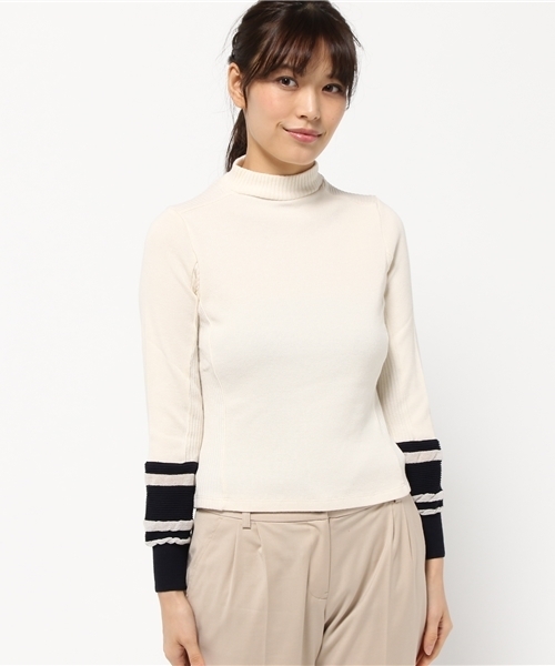 RNA(アールエヌエー)の「M0576 ラインボーダーフライスプルオーバー(ニット/セーター・レディース・キナリ/ダークブルー/ブラック・MEDIUM)」の12枚目の写真