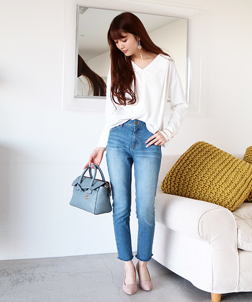 N.（N. Natural Beauty Basic）（エヌエヌナチュラルビューティーベーシック）の「タックドレープスリットスリーブブラウス（シャツ/ブラウス・レディース・ホワイト/ピンク/グレー・MEDIUM）」の7枚目の写真