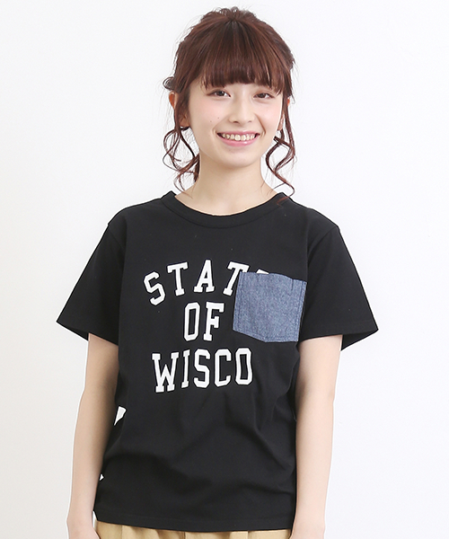 CUBE SUGAR（キューブシュガー）の「20/-天竺ポケTシャツ（Tシャツ/カットソー・レディース・ブラック/カーキ/ホワイト/ベージュ系その他・M）」の2枚目の写真