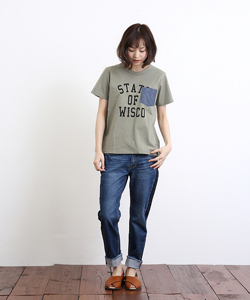 CUBE SUGAR（キューブシュガー）の「20/-天竺ポケTシャツ（Tシャツ/カットソー・レディース・ブラック/カーキ/ホワイト/ベージュ系その他・M）」の11枚目の写真