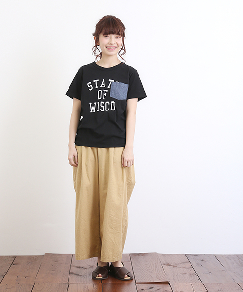 CUBE SUGAR（キューブシュガー）の「20/-天竺ポケTシャツ（Tシャツ/カットソー・レディース・ブラック/カーキ/ホワイト/ベージュ系その他・M）」の12枚目の写真